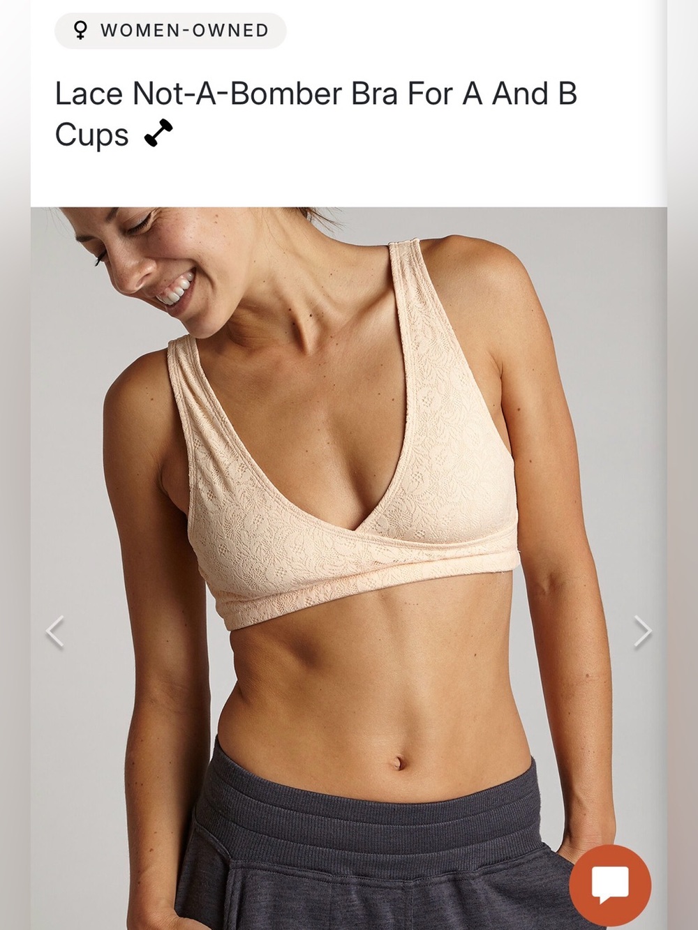 Title Nine Lace Not-a-Bomber Bra for A and B cups